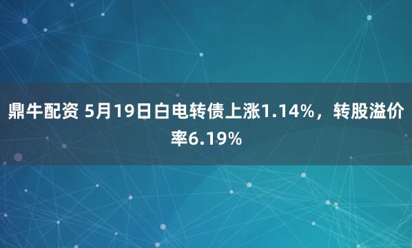 鼎牛配资 5月19日白电转债上涨1.14%，转股溢价率6.19%